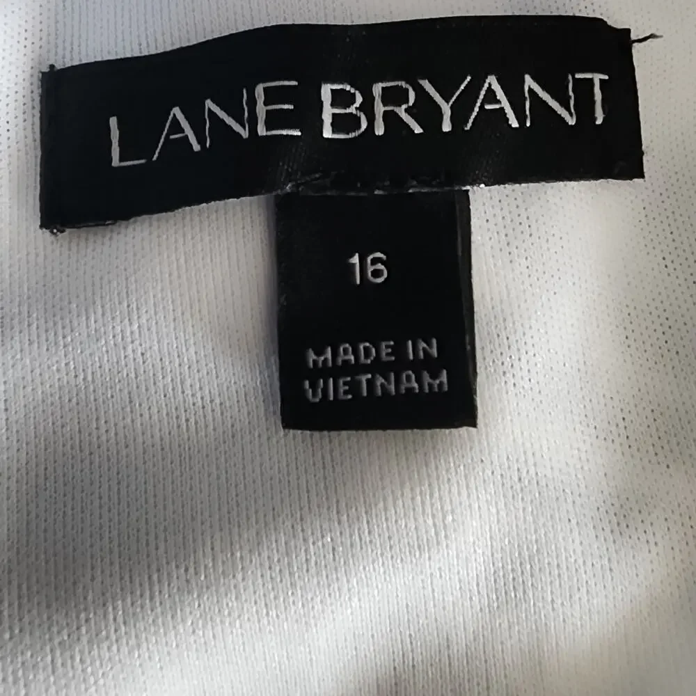 Lane Bryant Sleeveless Blue White Hawaiian Tropical Leaf Keyhole Dress Plus 16 - Picture 6 of 7